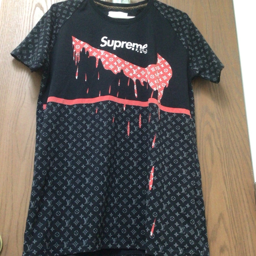 Louis Vuitton black logo women tunic top Supreme cotton, sz L - Picture 8 of 15